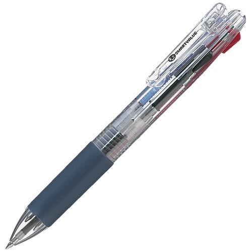 多色ボールペン透明 4色 10本 H038J-4C10 ジョインテックス/メール便送料無料