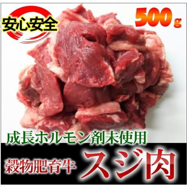 牛スジ肉 　約500g　安心安全成長ホルモン剤未使用　赤身重視　穀物肥育牛