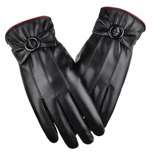 手袋 裏地付き レディース レザー手袋 スマホ対応 高級感 オシャレ リボン 裏起毛 防風 ショート...