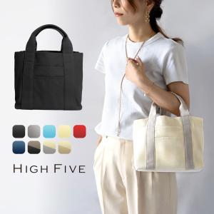 ミニトートバッグ ブランド レディース 仕切り ミニトート キャンバス 帆布 多ポケット 大容量 底面 ICカード マチ付き 収納 自立 HIGH FIVE シンプル