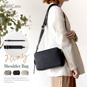 ショルダーバッグ 2way ストラップ2タイプ付き YKKファスナー 大容量 斜めがけ ボディバッグ 小さめ スクエア 自立 RafiCaro