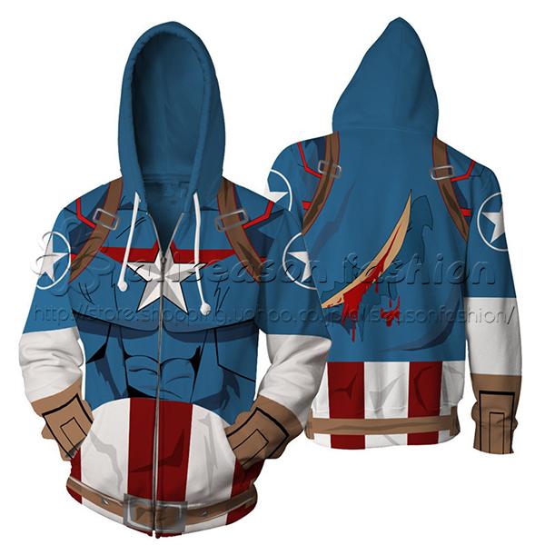 送料無料◆新品 Captain America 風 パーカー アウトウェア アニメ ヒロアカ コスプ...