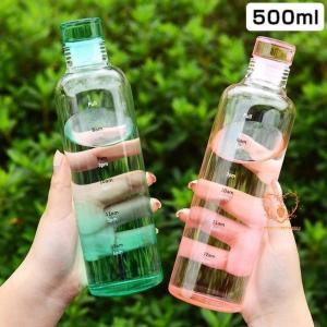 水筒 目盛り付き 水筒 500ML ボトルホルダー ガラスボトル ウォーターボトル 500ML タイムマーカー ガラス 携帯便利 漏れ防止 子供 水筒 キッズ 目盛り直飲み｜allurewebshop