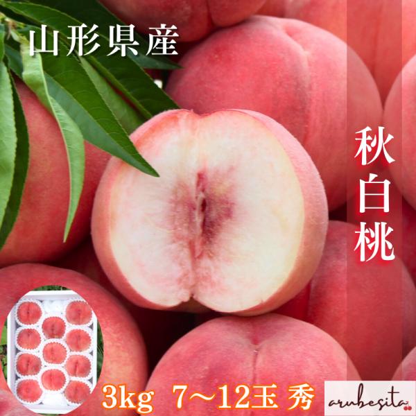 早期予約特価 山形県産 秋白桃 約3kg 7〜12玉 秀品｜9月上旬〜 桃 白桃 晩成
