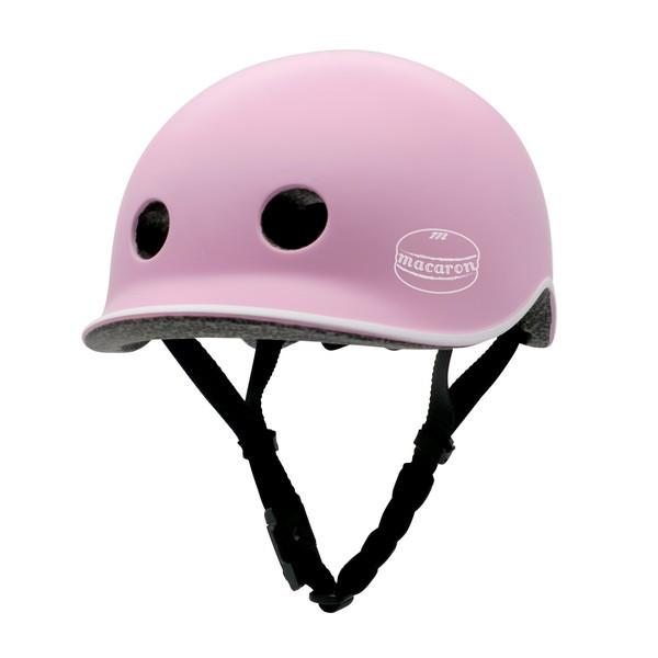 ヘルメット macaron 子供用 自転車 スケート 軽量 マグネット式バックル仕様 ピンク 52-...
