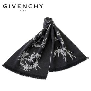 ジバンシー GIVENCHY ウールマフラー ストール（ブラック×グレー）ブランド ギフト 誕生日 プレゼント お祝い 父の日 GV-016｜allzoo