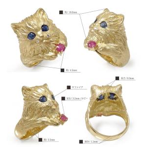 指輪 猫 リング K18イエローゴールド ネコ...の詳細画像2