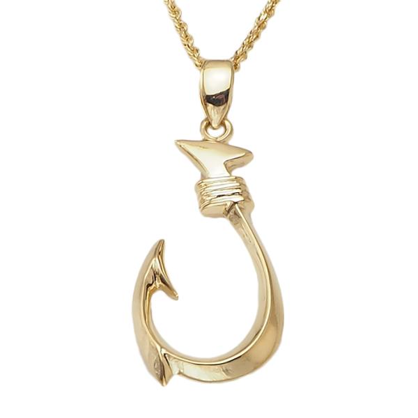 ハワイアンジュエリー 14K ゴールド ペンダント フィッシュフック 釣り針 トップ