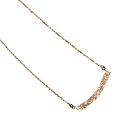 ハワイアンジュエリー 14K ピンクゴールド ハンドメイド 3mmゴールドプレートプルメリア カット...