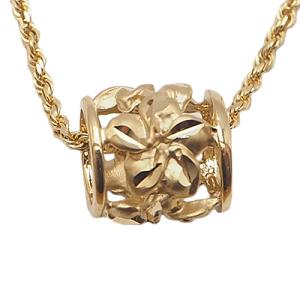 ハワイアンジュエリー ネックレス ペンダント トップ 14K ゴールド プルメリアバレルトップ レデ...