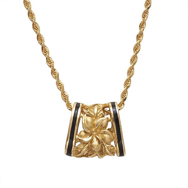 ハワイアンジュエリー ペンダント トップ  14K ゴールド プルメリア ドルフィン イルカ 両面デ...