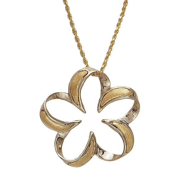 ハワイアンジュエリー ペンダント トップ  14K ゴールド ２トーン プルメリア