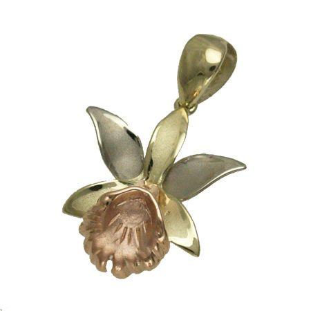 ハワイアンジュエリー /  14K３カラーゴールドオーキッドトップ