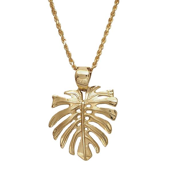ハワイアンジュエリー ペンダント 14K イエローゴールド モンステラ