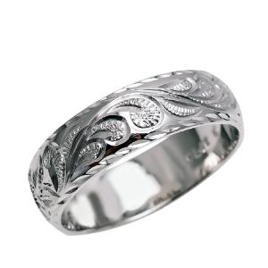 ハワイアンジュエリー リング 指輪 オーダーメイド 1.5mm厚 幅6mm プラチナ950 バレルスクロールリング ハワイ製 結婚指輪｜aloalo