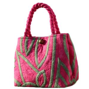 サザンフォレスト　ハワイアンキルト　トートバック　モンステラ　ピンク ハワイアンキルトバッグ サザンフォレストのむら染め本格ハワイアン