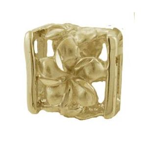 ハワイアンジュエリー 14Kペンダントトップ 透かしスクエアプルメリアトップ