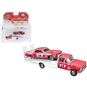Green Light New Ford F-350 Ramp Truck #38 Red and White with 1969 Ford Mustang Trans Am #38 Red Coca-Cola Allan Moffat Racing DDA Collectibl