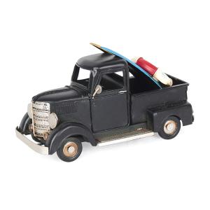 クルマ 車 ブリキ おもちゃ ミニカー ミニチュアカー サーフボード ハワイアン アメリカン 雑貨 インテリア ピックアップ トラック （ブラック）の商品画像
