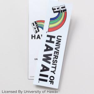 ステッカー シール ハワイ大学 ハワイアン雑貨 小物 グッズ デコ アメリカン ハワイ Hawaii  パソコン タブレット レインボー 長方形 19cm｜alohadiaries