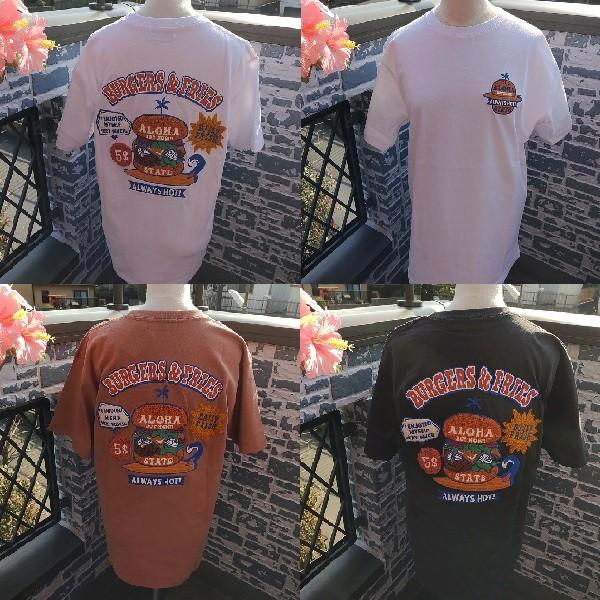 大特価 ハワイアンTシャツ レディース 刺しゅう フララニ 半袖BURGER SSプリントTEE 2...