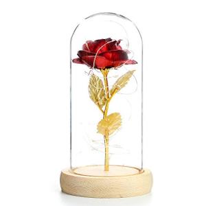 (pont du monde) 造花 LED バラ 薔薇 プリザーブドフラワー 枯れない フラワー ローズ 花束 (赤色)の商品画像