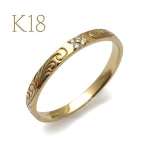 ハワイアンジュエリー 指輪 リング K18 [Luana] ルアナ ダイヤモンド 0.02ct ゴールドリング 18金 レディース アクセサリー ari1711k18｜alohamana