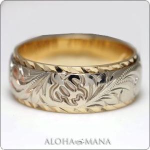 ハワイアンジュエリー結婚指輪マリッジリングk14k18プラチナ デュアルバレルストレートONLYON...