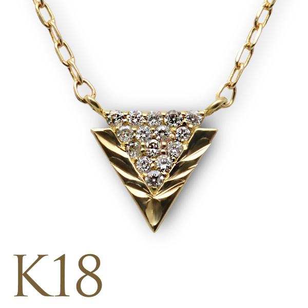 ゴールドネックレス ハワイアンジュエリー K18 18金 ゴールド ダイヤモンド トライアングル0....