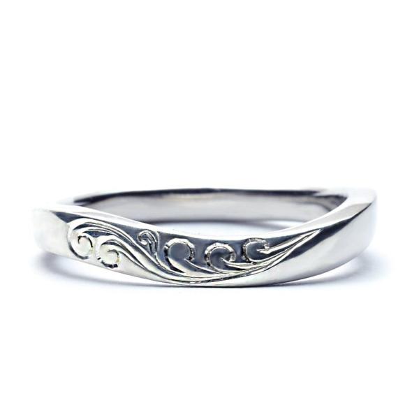 ハワイアンジュエリー結婚指輪マリッジリングk14k18プラチナウェーブオーダーメイド幅3mmONLY...