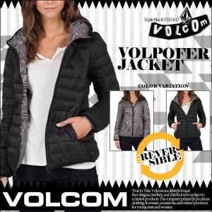 ボルコム ダウンジャケット  アウター レディース リバーシブル 黒 ブラック ボタニカル VOLCOM JUNIORS VOLPOFER JACKET VOLCOM B1531617｜aloheart