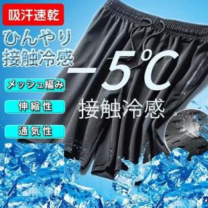 2点10％オフ！ ショートパンツ メンズ ハーフパンツ 接触冷感 メッシュ イージーパンツ 無地 吸汗 速乾 ドライ 通気性 快適 薄手 五分丈