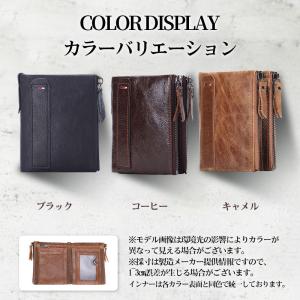 財布 メンズ 二つ折り 本革 レザー コンパク...の詳細画像1