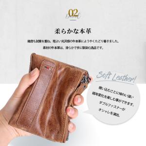 財布 メンズ 二つ折り 本革 レザー コンパク...の詳細画像5
