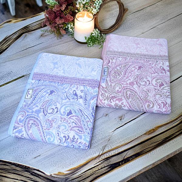 タオルケット パイルが抜けにくい 編み物パイルのタオルケット ペイズリー柄 シングルサイズ 140×...