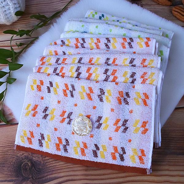 フェイスタオルまとめ買い用 無撚糸 フェイスタオル 幾何学柄 10枚セット サイズ34×80cm 綿...