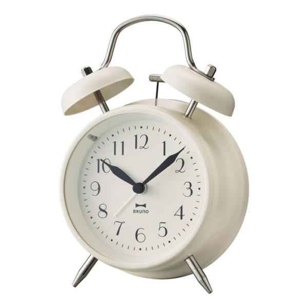 目覚し時計 置時計 ベル音 BRUNO ブルーノ モノクロツインベルクロック ホワイト BCA024