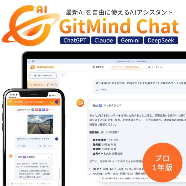 高性能AIアシスタント MEDIA NAVI GitMind Chat プロ 1年版 ChatGPT...