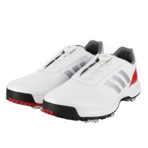 アディダス ゴルフシューズ CP トラクション ボア BTE47 メンズ ゴルフ ダイヤル式 スパイク ホワイト×レッド adidas