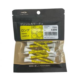 ティゴラ ゴルフ 練習器具 プリントカラーティ スマイル柄 Lサイズ ゴルフティ ウッドティ 竹 エコ ゴルフ ティ TIGORA