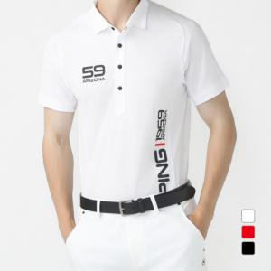 PING（ピン） ゴルフウェア 半袖シャツ 春 夏 六角柄ジャカード半袖