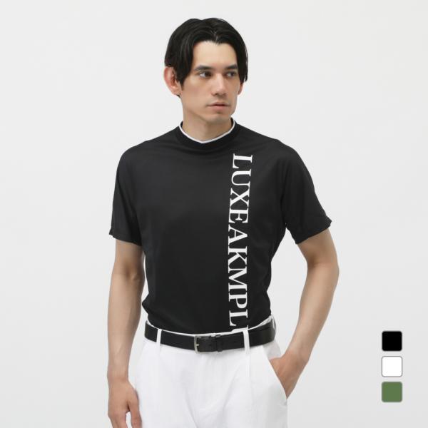 リュクスエイケイエムプラス ゴルフウェア 半袖シャツ 春 夏 バーチカルロゴ半袖モックネックTシャツ...