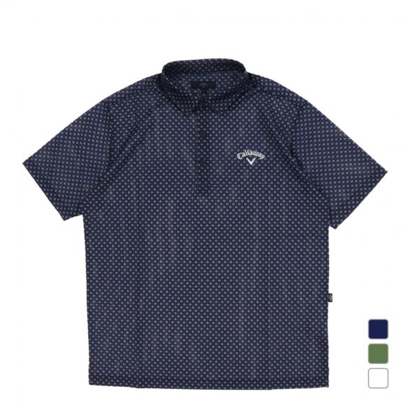 キャロウェイ ゴルフウェア 半袖シャツ 秋 冬 かざあなメッシュミニフラワープリントシャツ C252...