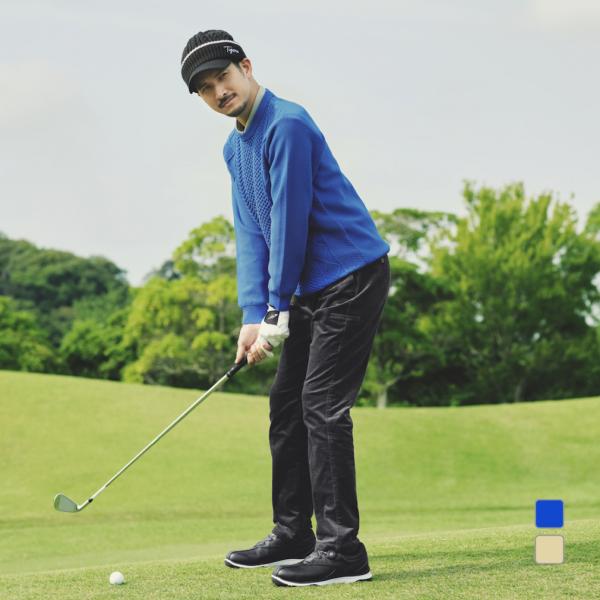 ティゴラ ゴルフウェア 長袖セーター 秋 冬 ポリエステルニット クルーセーター TR-1S1543...