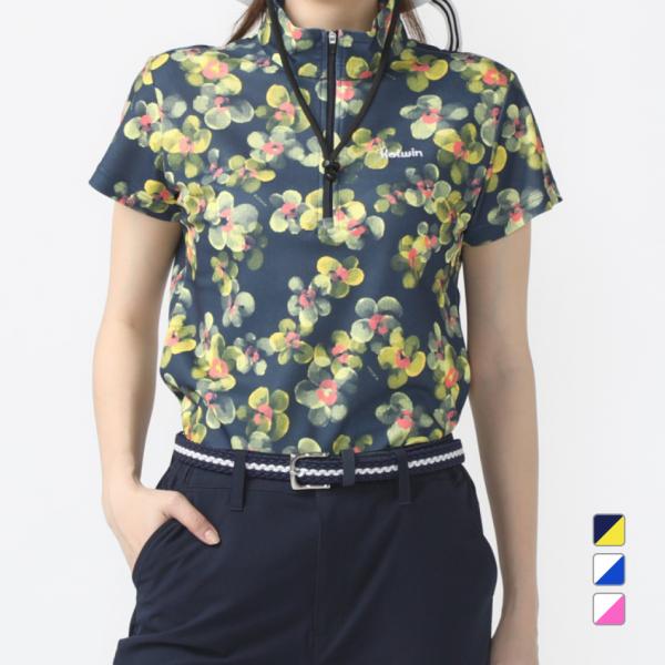 コルウィン レディース ゴルフウェア 半袖シャツ 春 夏 アイクール花柄ジップシャツ KO-1H20...