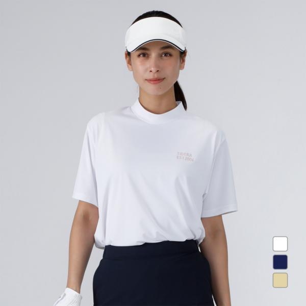 ティゴラ レディース ゴルフウェア 半袖シャツ 春 夏 iCOOLバックプリントモックシャツ TR-...