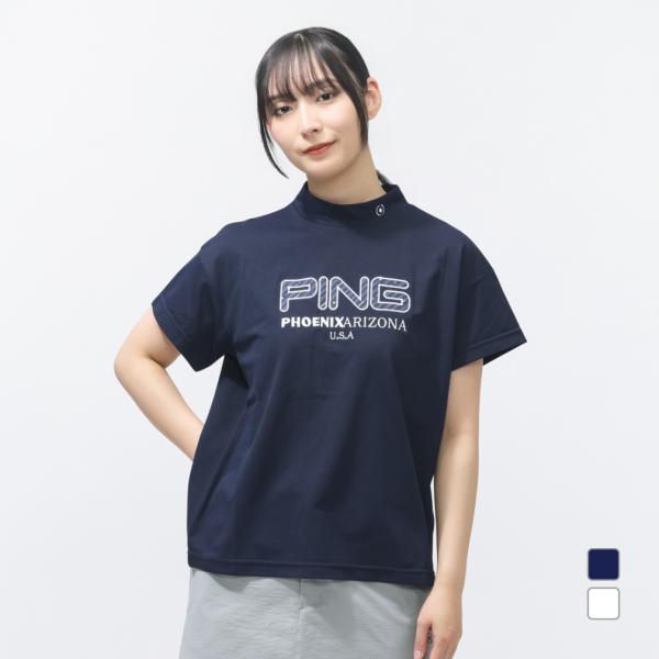 ピン レディース ゴルフウェア 半袖シャツ 春 夏 アップリケ半袖ハイネックシャツ 62261672...