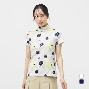 ティゴラ レディース ゴルフウェア 半袖シャツ 秋 冬 通気UVカットメッシュ総柄ハーフZIPシャツ TR-1H2545Z TIGORA｜アルペングループヤフー店