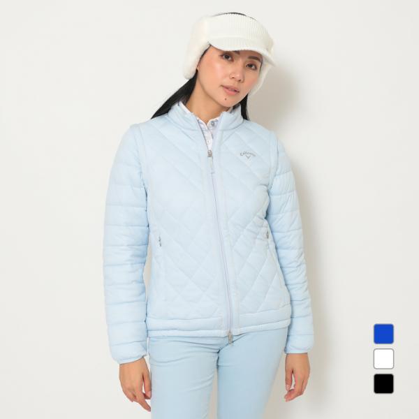 キャロウェイ レディース ゴルフウェア 中綿ジャケット 秋 冬 スターストレッチ袖取り外し中綿ブルゾ...