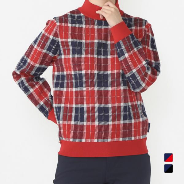 ティゴラ レディース ゴルフウェア 長袖セーター 秋 冬 チェック柄モックネック セーター チェック...